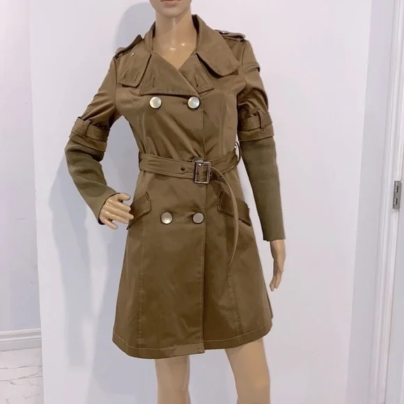 MAXMARA belted Trench coat knit sleeves Size M - Picture 1 of 12